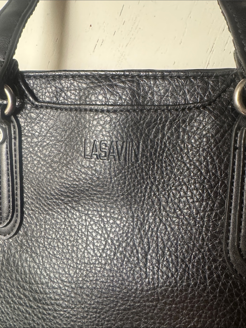 LASAVIN Black Pebbled Leather laptop tote - Picture 2 of 11